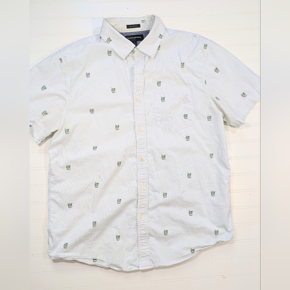 Banana Republic Cotton Slim Fit Cocktail Print Button-down Shirt
